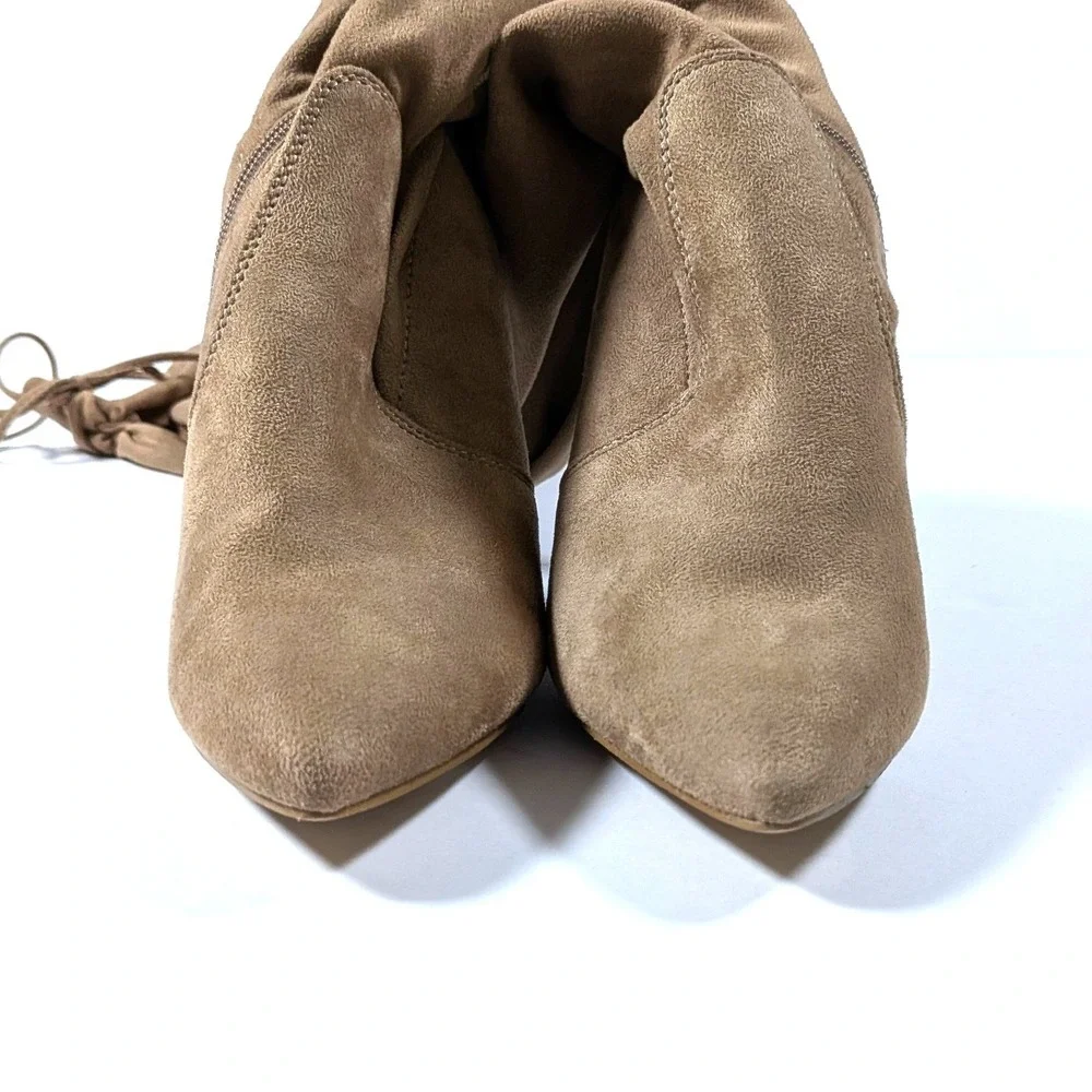 French Connection Jordan Over The Knee Boots Tan Vegan Suede Thigh High 7.5